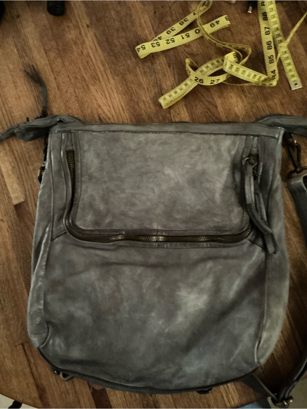 Tano Slate Gray Leather Crossbody Backpack